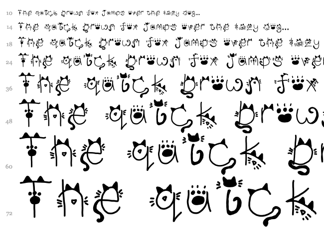 Kitty face font waterfall